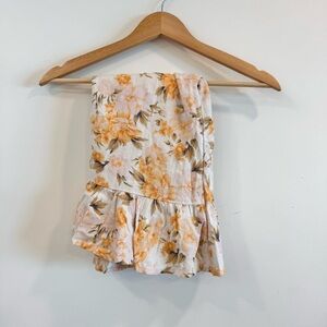 American Eagle Neutral Yellow Floral Wrap Skirt